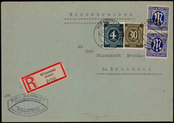 25 Pf. AM-Post (2) nebst 4 und 30 Pf. Ziffern auf portogerechtem Reco ...