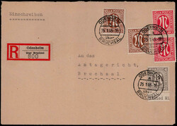 10 Pf. (2), 15 Pf. (2) und 4 Pf. AM-Post auf portogerechtem Reco ...