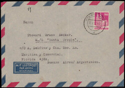 90 Pf. Bauten wg als EF. auf Lupo.-Auslands-Bedarfsbrief  "BRUCHSAL" ...