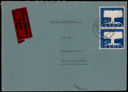 40 Pf. Europa 1957 (2) als MEF. auf portogerechtem Express-Fernbrief  ...