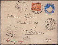 2 Pia. Sphinx 1879 als Zfr. auf 1 Pia. Reco.-Auslands-GA  ...