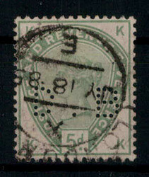 5 P. Freim. 1884 mit Firmenlochung "D.B." sauber gezähnt ...