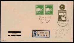 20 M. Freim. 1927 vom Oberrand nebst 3 M. (2) auf Reco.-Brief  "HAIFA ...