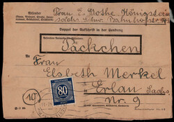 80 Pf. Ziffern als EF. auf portogerechter Päckchenadresse in ...
