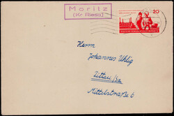 Moritz (Kr. Riesa)  O-8401,  rotvioletter Landpost R2 klar auf ...