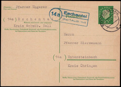 Eschental über Schwäb. Hall  W-7170,  blauer Landpost R2 klar auf ...