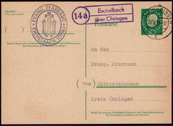 Eschelbach über Öhringen  W-7110,  violetter Landpost R2 klar auf ...