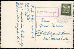 Olnhausen  W-7109,  violetter Landpost R1 klar auf Postkarte 1963