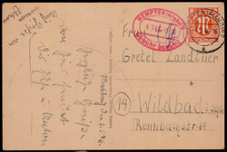 8 Pf. AM-Post nebst rotvioletter Gebühr-bezahlt-Elipse  "KEMPTEN ...