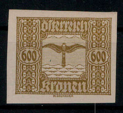 600 Kr. Flugpost 1922 ** ungezähnt, leichter Knitter  (ca. 90,-)