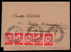 10 St. Freim. 1937 (5) als MEF. auf Auslands-Zensur-Streifbandsendung ...