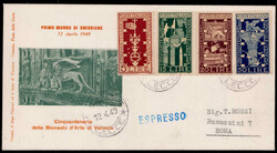 50 Jahre Biennale Venedig 1949 kpl. auf illustriertem Ersttagsbrief  ...