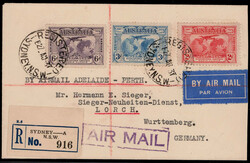 2 P. , 3 P. und 6 P. Flp. 1931 auf rechts leicht verkürztem Reco ...