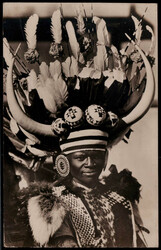 Krieger mit Kopfschmuck auf s/w - AK  "CAPE TOWN" 1928 nach Salzwedel