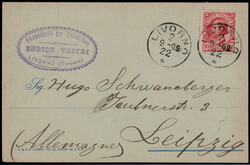 10 C. Freim. 1906 als EF. auf Auslands-Postkarte  "FRANCOBOLLI ENRICO ...