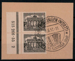 1 Pf. Bauten im senkrechten Randpaar auf Bfstk. mit HAN  "515266.55 ...