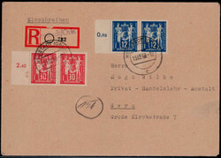 Postgewerkschaft 1949 in waagrechten Paaren kpl. auf portogerechtem ...