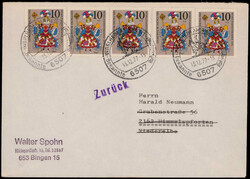 10+5 Pf. Weihnachten 1970 (5) als MEF. auf portogerechtem Retourbrief ...