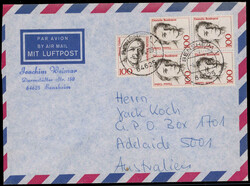 100 Pf. Frauen 1988 (5) als MEF. auf links geöffnetem Lupo ...