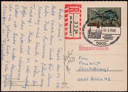 200 Pf. Fossilien 1978 als EF. auf portogerechter Reco.-Postkarte  ...