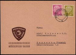 2 Pf. und 5 Pf. Heuss auf illustriertem Couvert  "MÖHRINGER ...