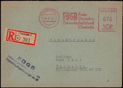76 Pf. AFS  "FDGB FREIER DEUTSCHER GEWERKSCHAFTSBUND CHEMNITZ" auf ...