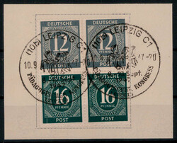 12+16 Pf. Ziffern (2) im senkrechten Zdr. auf Bfstk. mit SST  ...