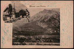 Telfs,  Gasthof Schöpfer 1902  I-II  (links kl. Schürfung)