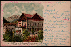 St. Anton a. Arlberg,  Litho-AK Hotel Post 1902  I-II  (rks. Flecken)