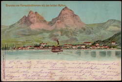 Brunnen,  Vierwaldstättersee mit den beiden Mythen 1899  I-II  (kl. ...