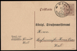 Schwäbisch-Hall  W-7170,  K1 klar auf 3 Pf. Ziffern-GA  "KÖNIGL. ...