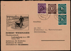 16 Pf. (2), 6 Pf. und 10 Pf. Ziffern auf portogerechtem, ...