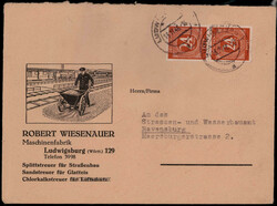 24 Pf. Ziffern (2) auf portogerechtem, illustriertem Doppelbrief  ...