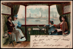 Hamburg  W-2000,  schöne Litho-Karte  "Blick aus dem Eisenbahnwagen" ...