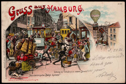 Hamburg  W-2000,  "Gruss aus" - Zukzunftslitho 1898  I-II