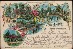 Königs-Wusterhausen  O-1600,  Litho-AK  "Gruss aus Neue Mühle" 1898 ...