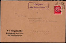 Königreich über Hamburg-Harburg 1  W-2000,  violetter Landpost R2 ...
