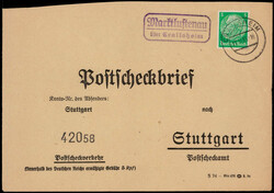 Marktluftenau über Crailsheim  W-7180,  violetter Landpost R2 klar ...