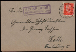 Scharlibbe Schönhausen (Elbe) Land  O-3520,  violetter Landpost R2 ...