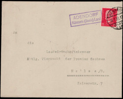 Adendorf Könnern (Saale) Land  O-4340,  violetter Landpost R2 klar ...