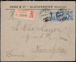 1 P. Sphinx 1884/1902 (2) als MEF. auf Reco.-Auslandsbrief  ...