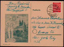 45 Pf. Ziffern als EF. auf portogerechter Auslands-Postkarte  ...