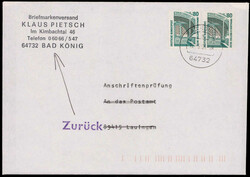 80 Pf. SWK unten ungez?hnt (2) als MEF. auf Anschriftenpr?fung  "BAD ...