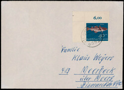 40+20 Pf. Kabeljau 1964 aus der Bogenecke oben links als EF. auf ...