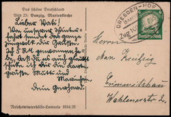 "DANZIG, MARIENKIRCHE", 6 Pf. Sonderpostkarte f?r das WHW 1934/35 mit ...