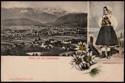 Villach mit Karawanken,  Trachtenm?del um 1910  I-II  (kl. Flecken)