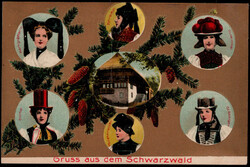Trachten-Pr?gedruckkarte  "Gruss aus dem Schwarzwald" um 1900  I-II