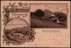 Warmensteinach  W-8581,  Bahnhof, Gasthaus M. Krug 1905  I-II