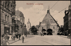 N?rnberg  W-8500,  Ludwigstra?e mit Synagoge 1912  I-II