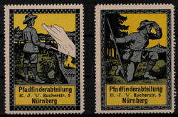 N?rnberg  W-8500,  Zwei ** Vignetten  "Pfadfinderabteilung E.J.V. ...